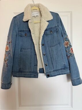 Embroidered Sherpa-Lined Denim Jacket - new